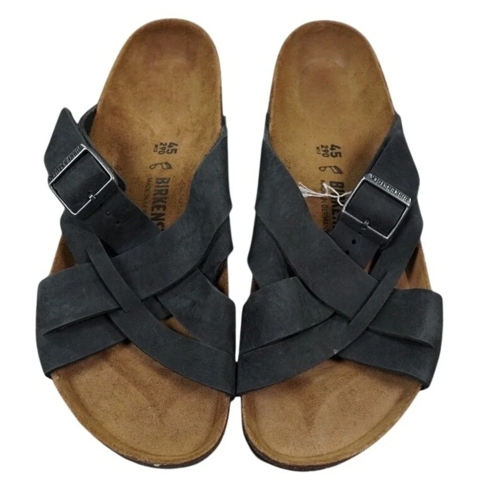 Birkenstock Lugano Suede Sandals Mens 45 Midnight Blue Oiled Leather Outdoor